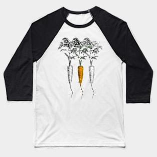 Three Carrots - The Root of all Vegetables Baseball T-Shirt